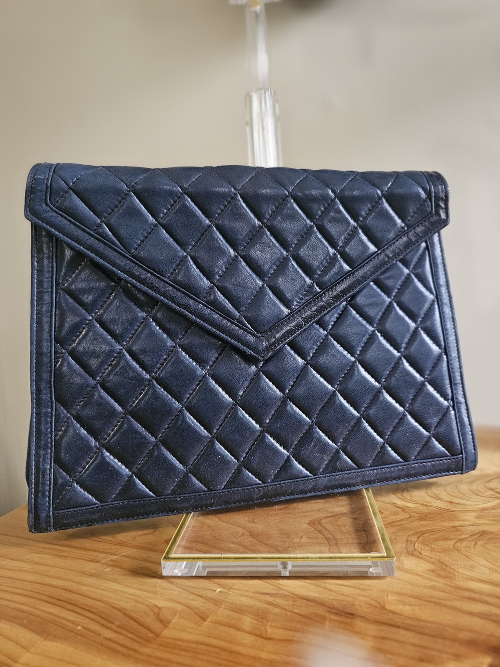 Quilted Envelope Bag - Deep Navy - Picture 3 of 12